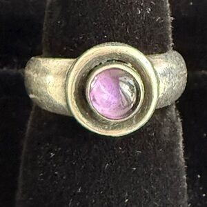 Silver Ring with Purple Gemstone